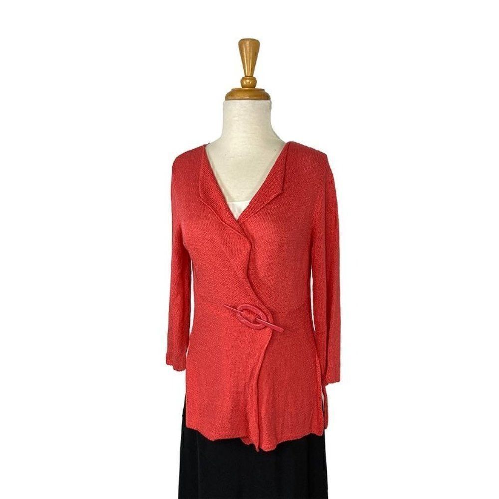 Angel Apparel S Coral Pink Cardigan Sweater Art To Wear Lagenlook Bohemian Boho